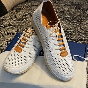 Spring Step White Perforated Men's Sneakers